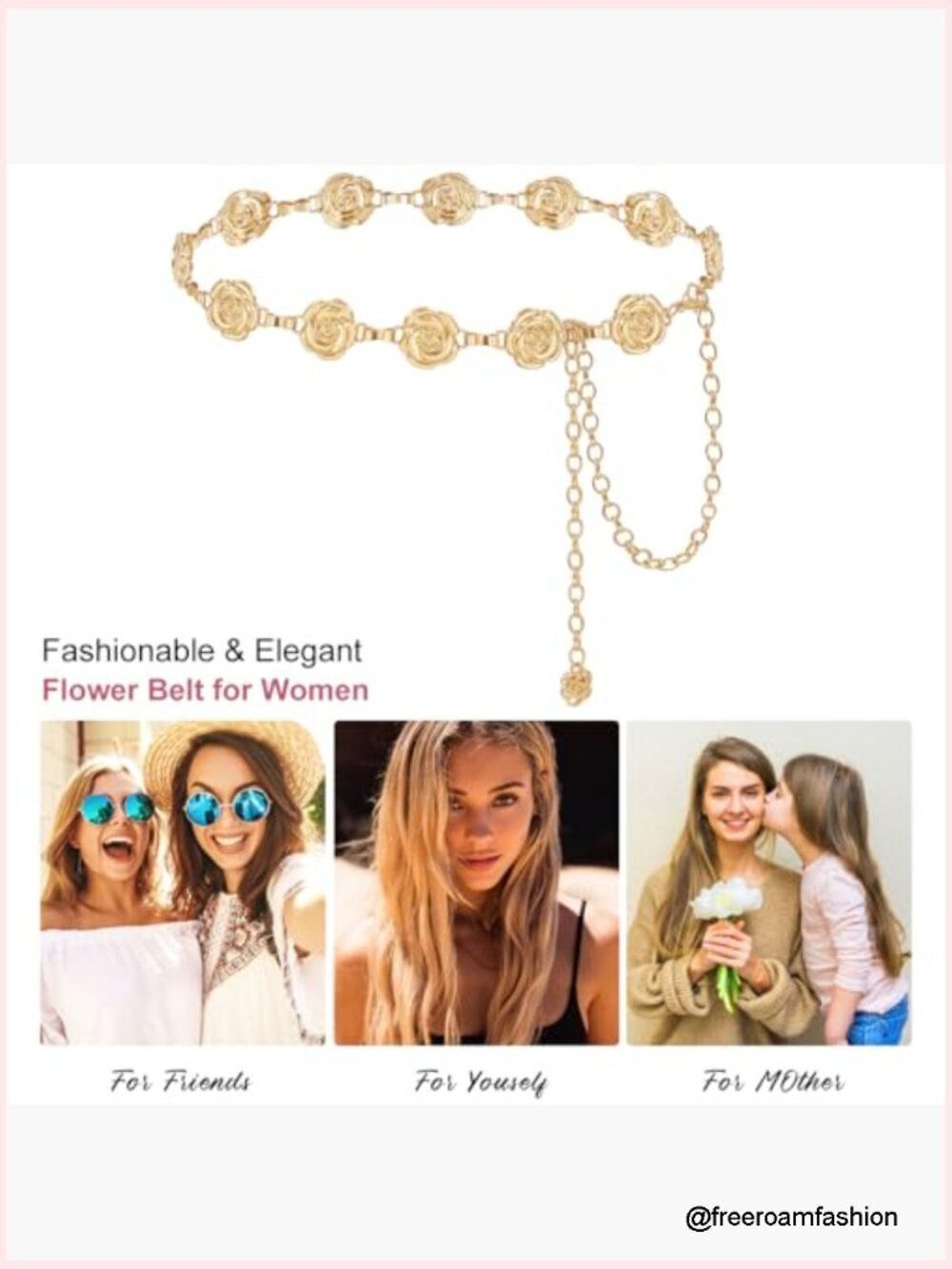 Adjustable Flower Waist Chain Belt for Dresses Gold - Picture 6 of 6